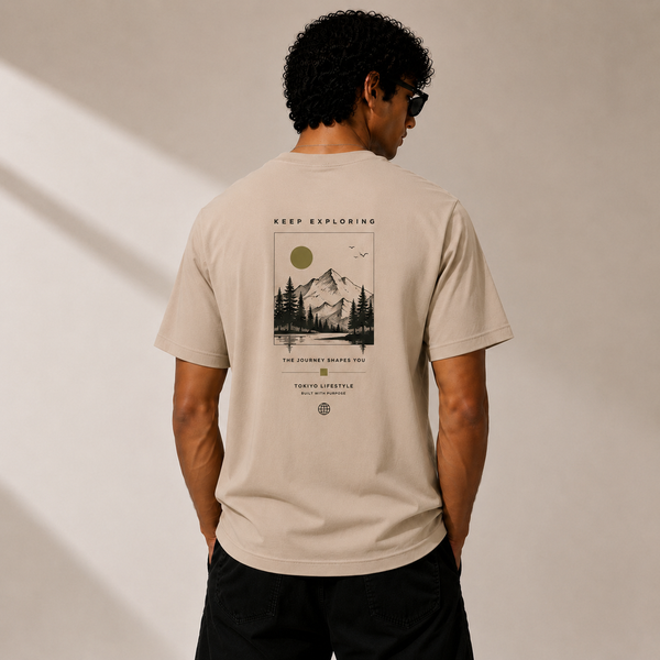 Tokiyo Lifestyle Regular T-Shirt - TRTM008 - Beige - Image 2