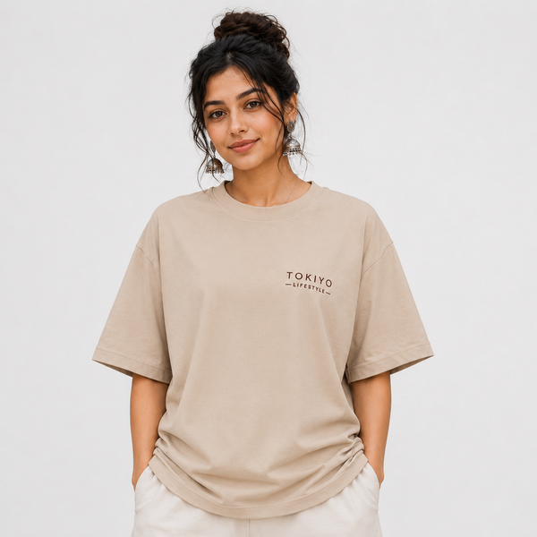 Tokiyo Lifestyle Women Oversized T-Shirt - TOVWO004 - Beige - Image 1