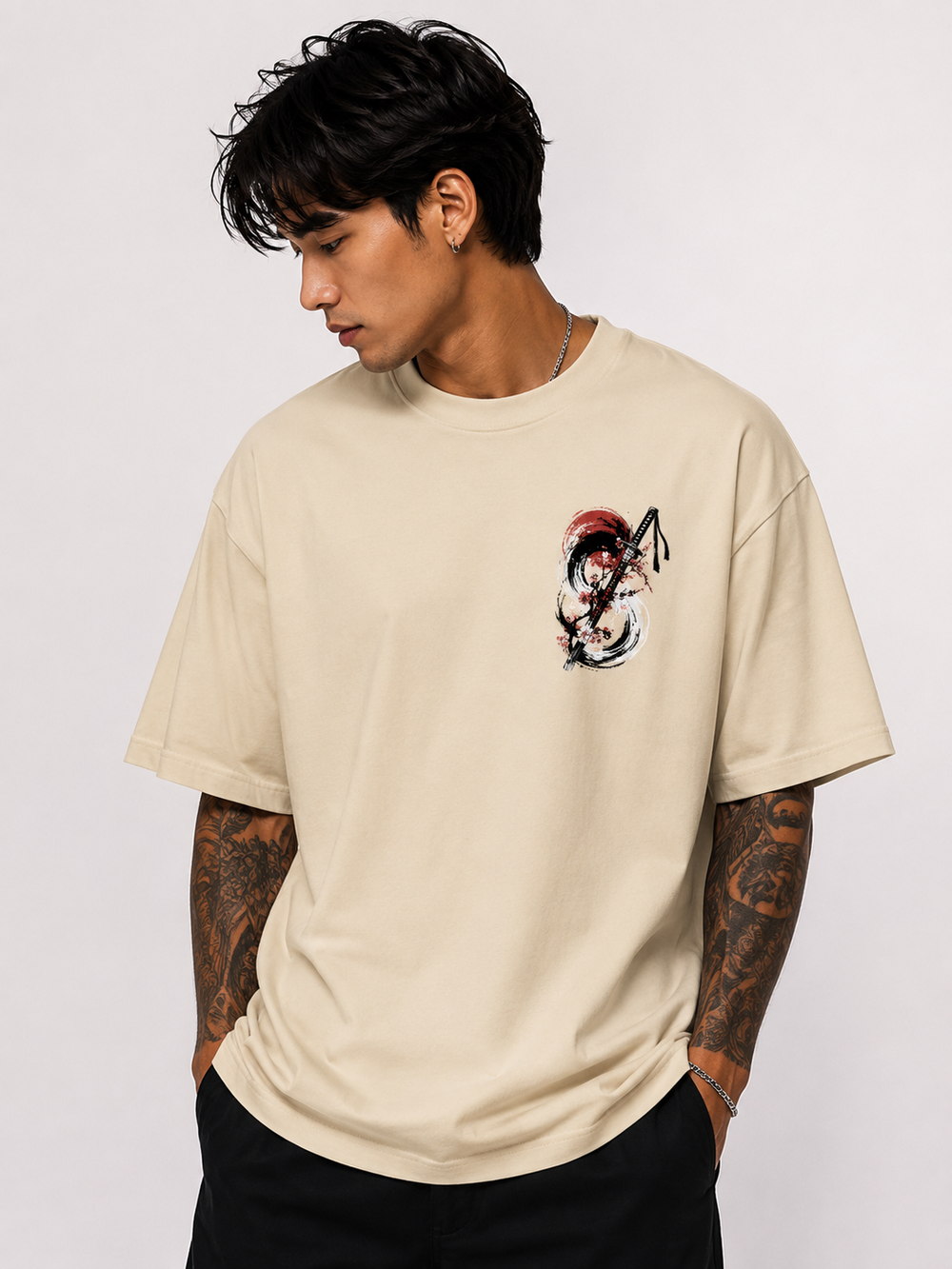 Tokiyo Lifestyle Oversized T-Shirt - TOTM015 - Beige