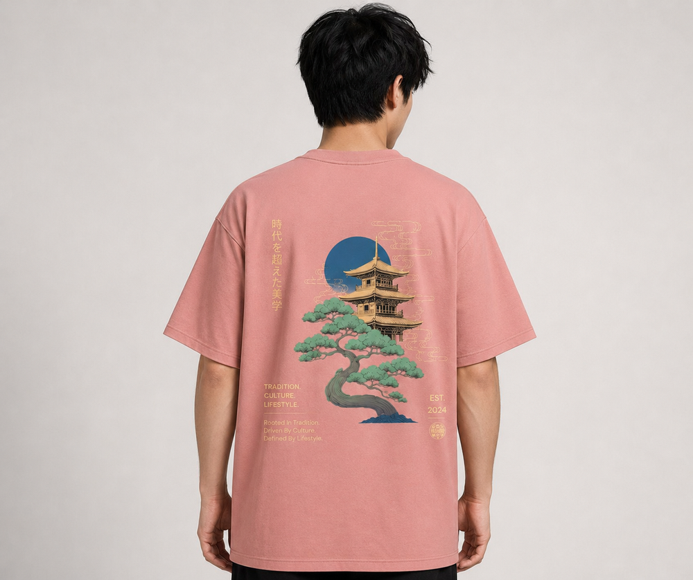 Tokiyo Lifestyle Oversized T-Shirt - TOTM008 - Peach - Image 2