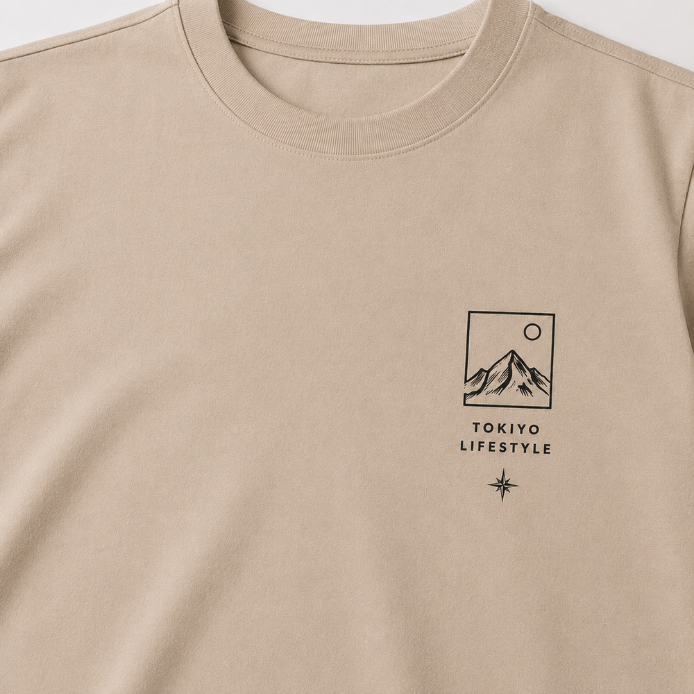 Tokiyo Lifestyle Regular T-Shirt - TRTM002 - Beige - Image 3