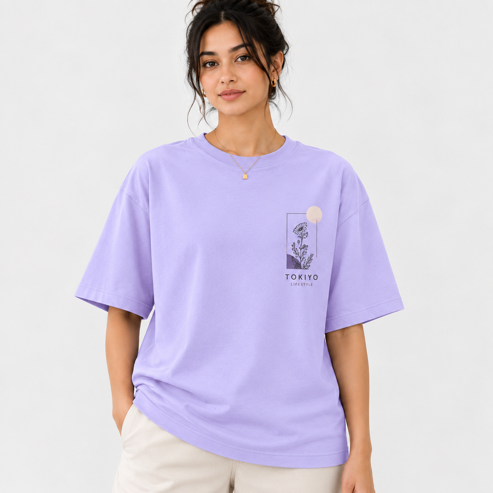 Tokiyo Lifestyle Women Oversized T-Shirt - TOVWO011 - Lavender - Image 1