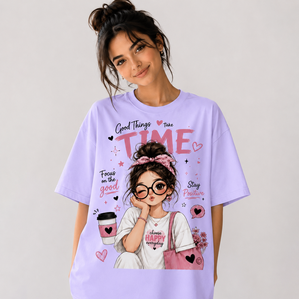 Tokiyo Lifestyle Women Oversized T-Shirt - TOVWO005 - Lavender - Image 1