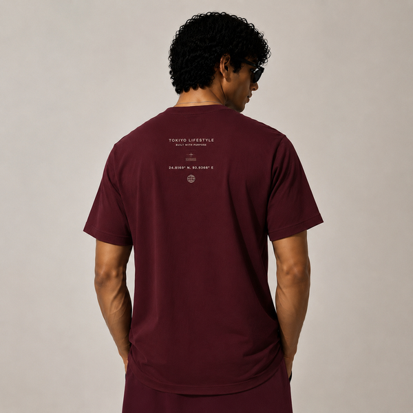Tokiyo Lifestyle Regular T-Shirt - TRTM009 - Wine - Image 2