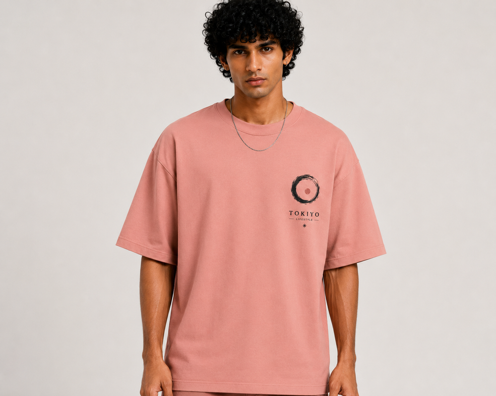 Tokiyo Lifestyle Oversized T-Shirt - TOTM009 - Peach - Image 1