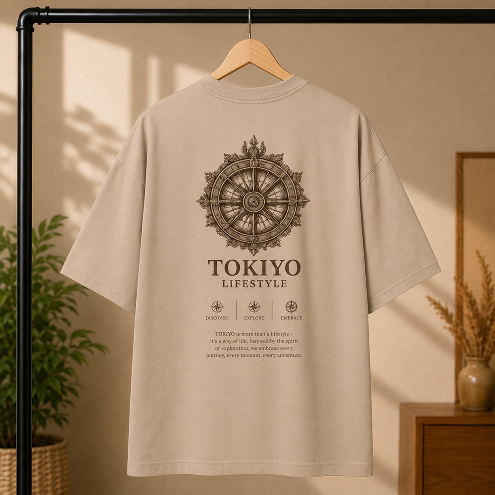Tokiyo Lifestyle Oversized T-Shirt - TOTM036 - Beige
