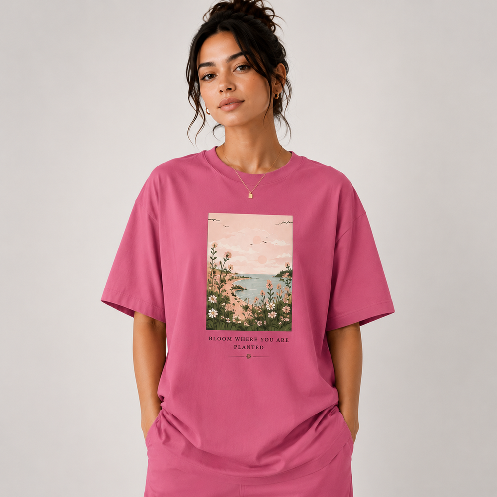 Tokiyo Lifestyle Women Oversized T-Shirt - TOVWO008 - Onion-Pink - Image 1