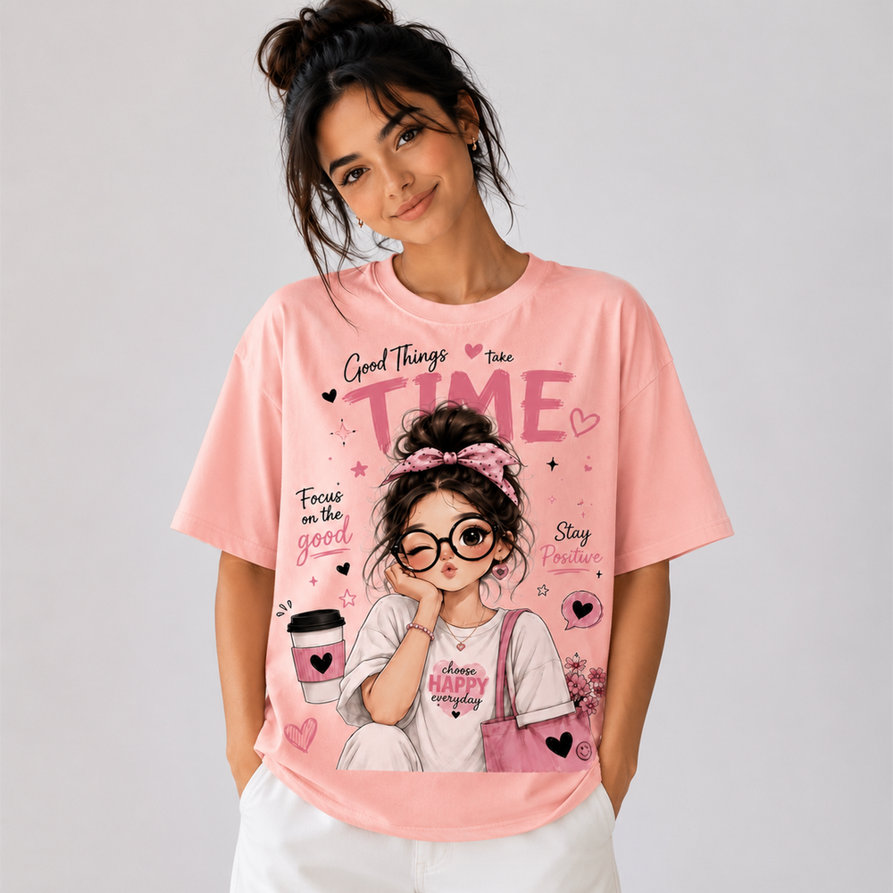 Tokiyo Lifestyle Women Oversized T-Shirt - TOVWO005 - Peach - Image 1