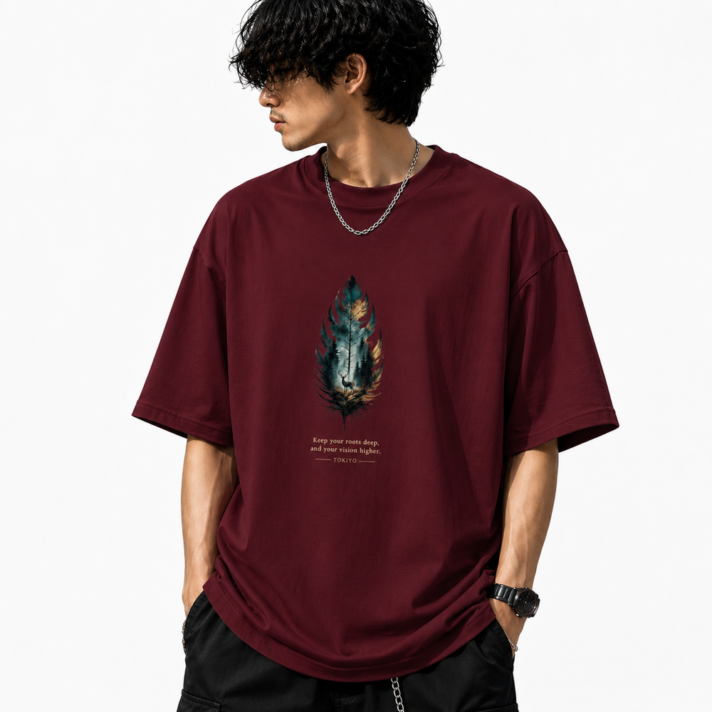 Tokiyo Lifestyle Oversized T-Shirt - TOTM017 - Wine