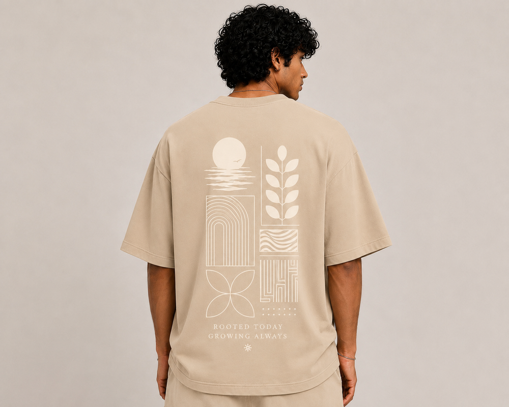 Tokiyo Lifestyle Oversized T-Shirt - TOTM007 - Beige - Image 2