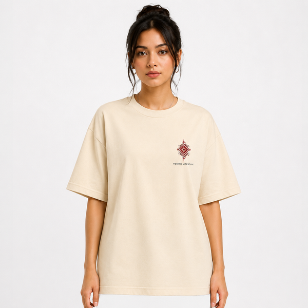 Tokiyo Lifestyle Women Oversized T-Shirt - TOVWO019 - Beige - Image 1