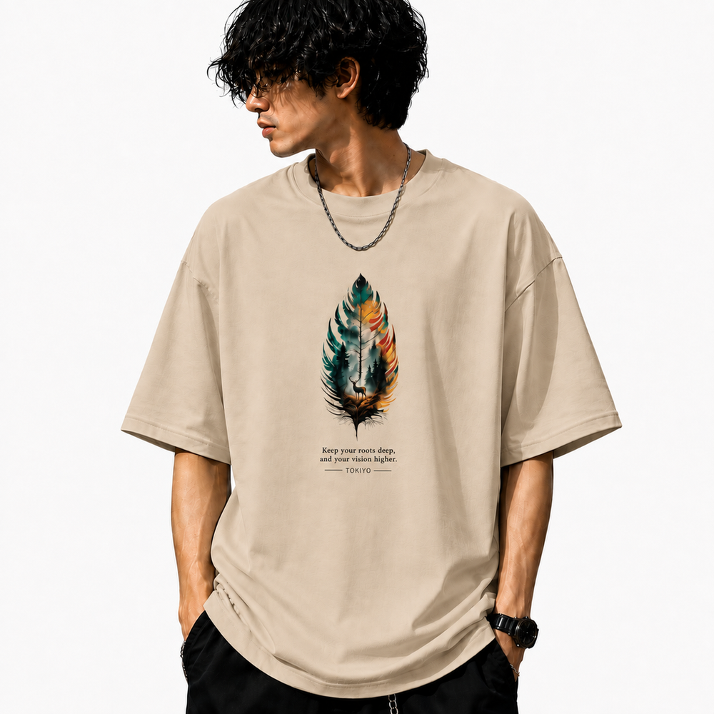 Tokiyo Lifestyle Oversized T-Shirt - TOTM017 - Beige