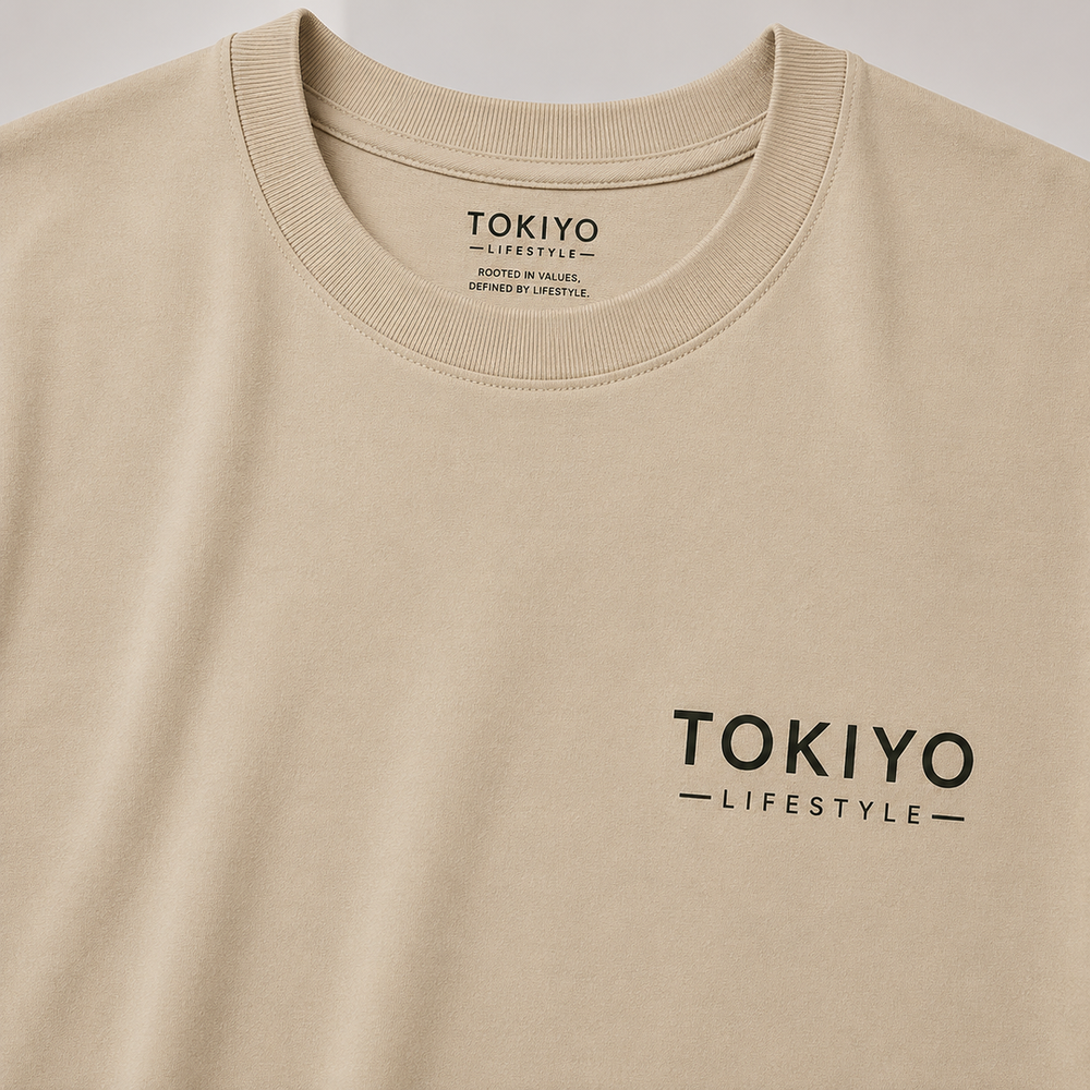Tokiyo Lifestyle Oversized T-Shirt - TOTM010 - Beige - Image 3