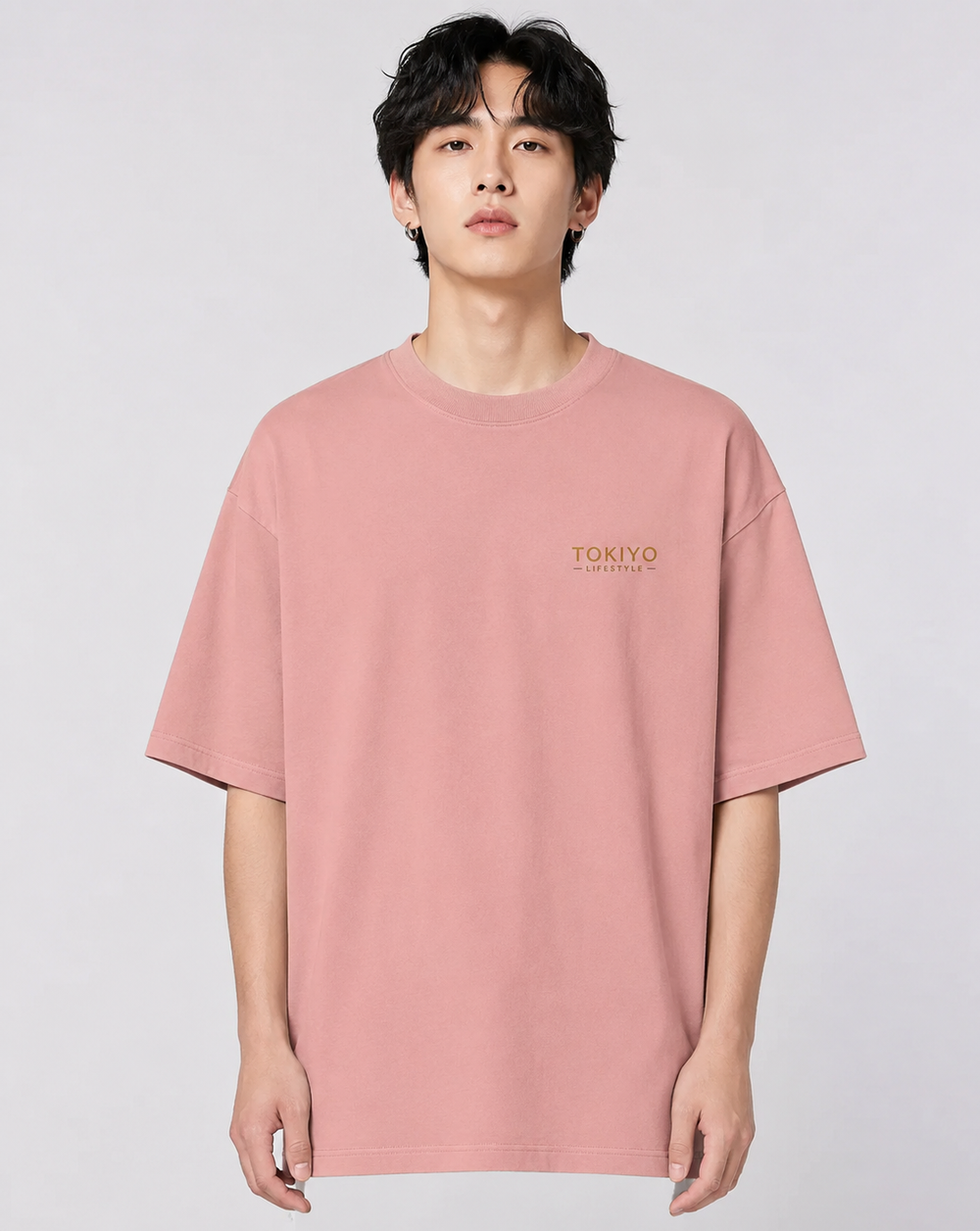 Tokiyo Lifestyle Oversized T-Shirt - TOTM008 - Peach - Image 1