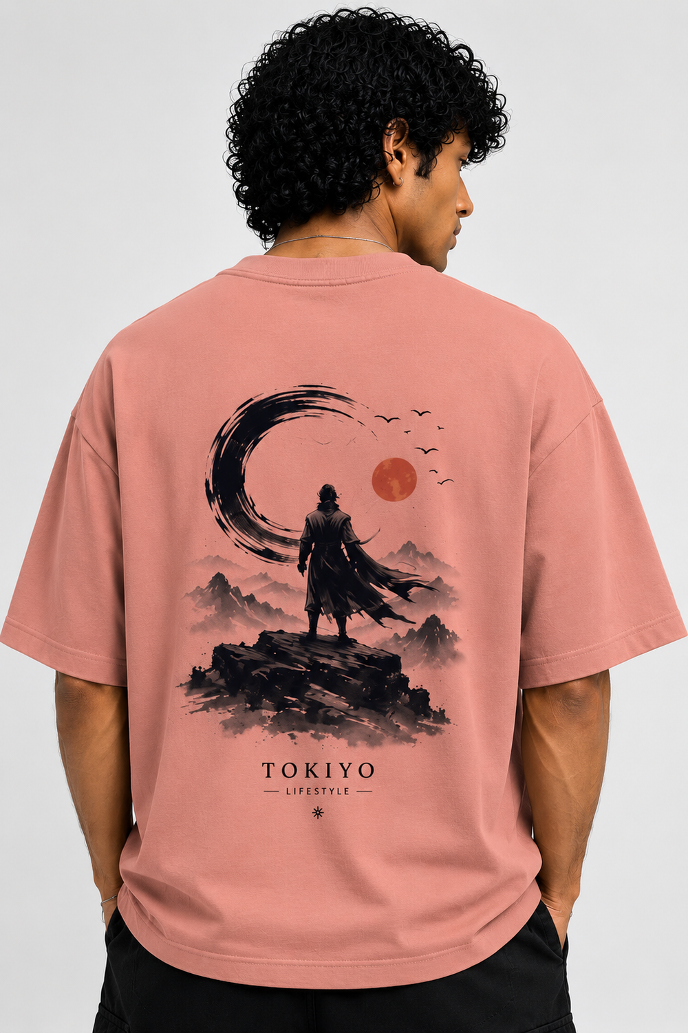 Tokiyo Lifestyle Oversized T-Shirt - TOTM009 - Peach - Image 2