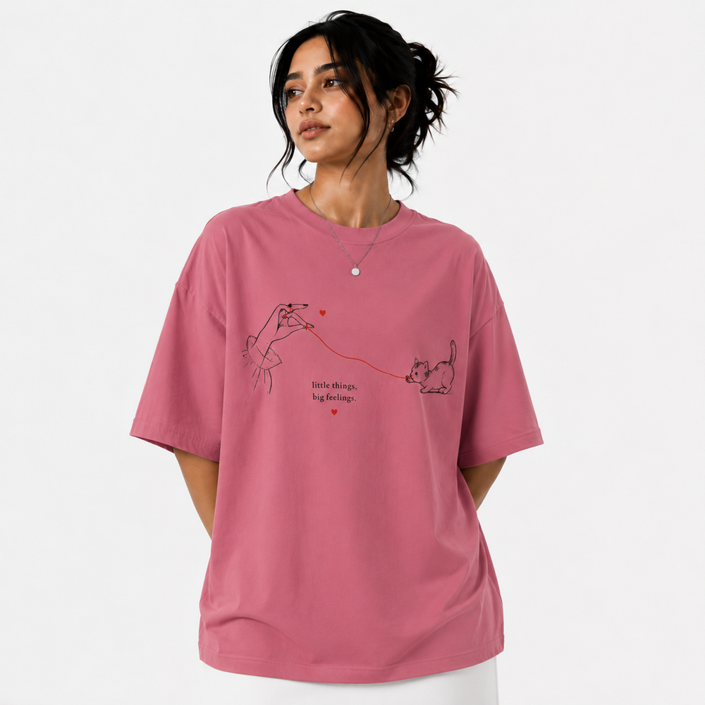 Tokiyo Lifestyle Women Oversized T-Shirt - TOVWO018 - Onion-Pink - Image 1