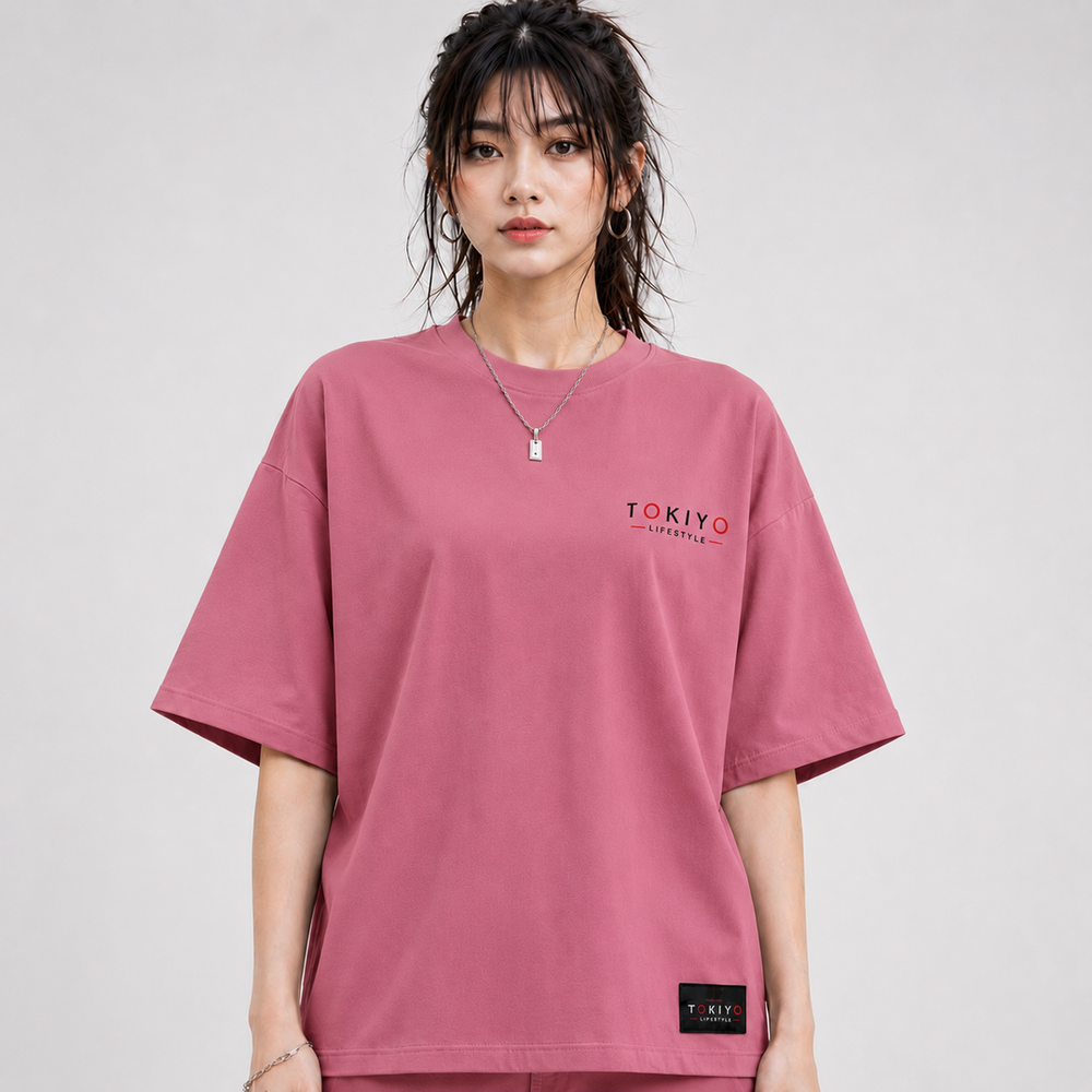 Tokiyo Lifestyle Women Oversized T-Shirt - TOVWO003 - Onion-Pink - Image 1