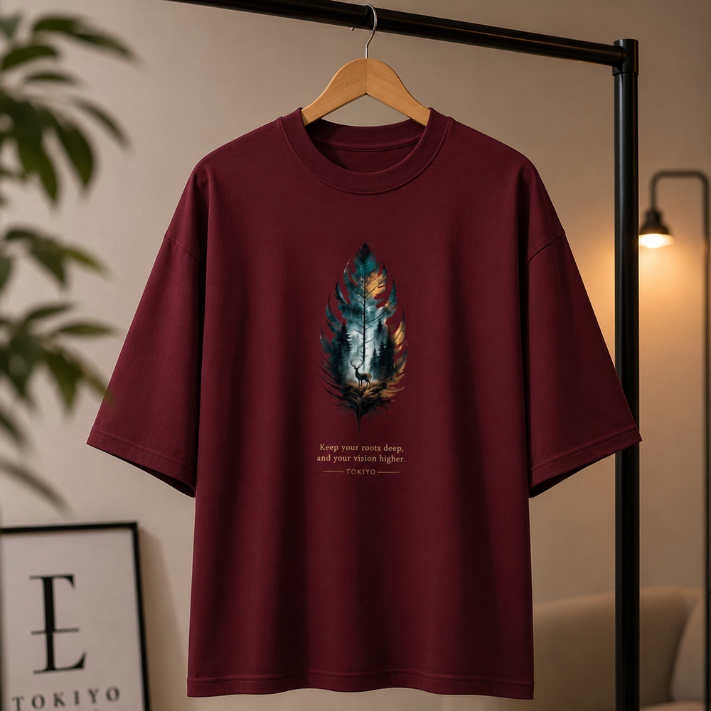 Tokiyo Lifestyle Oversized T-Shirt - TOTM017 - Wine
