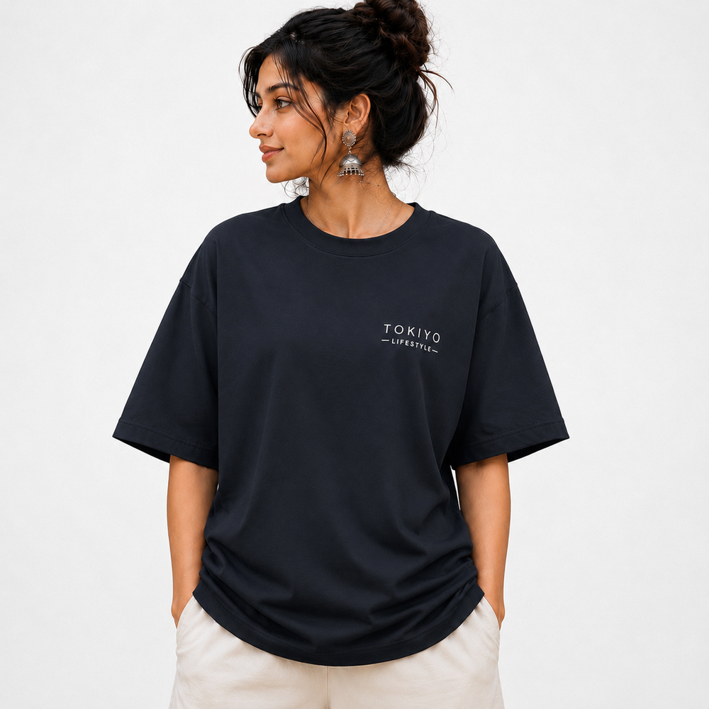 Tokiyo Lifestyle Women Oversized T-Shirt - TOVWO004 - Black - Image 1