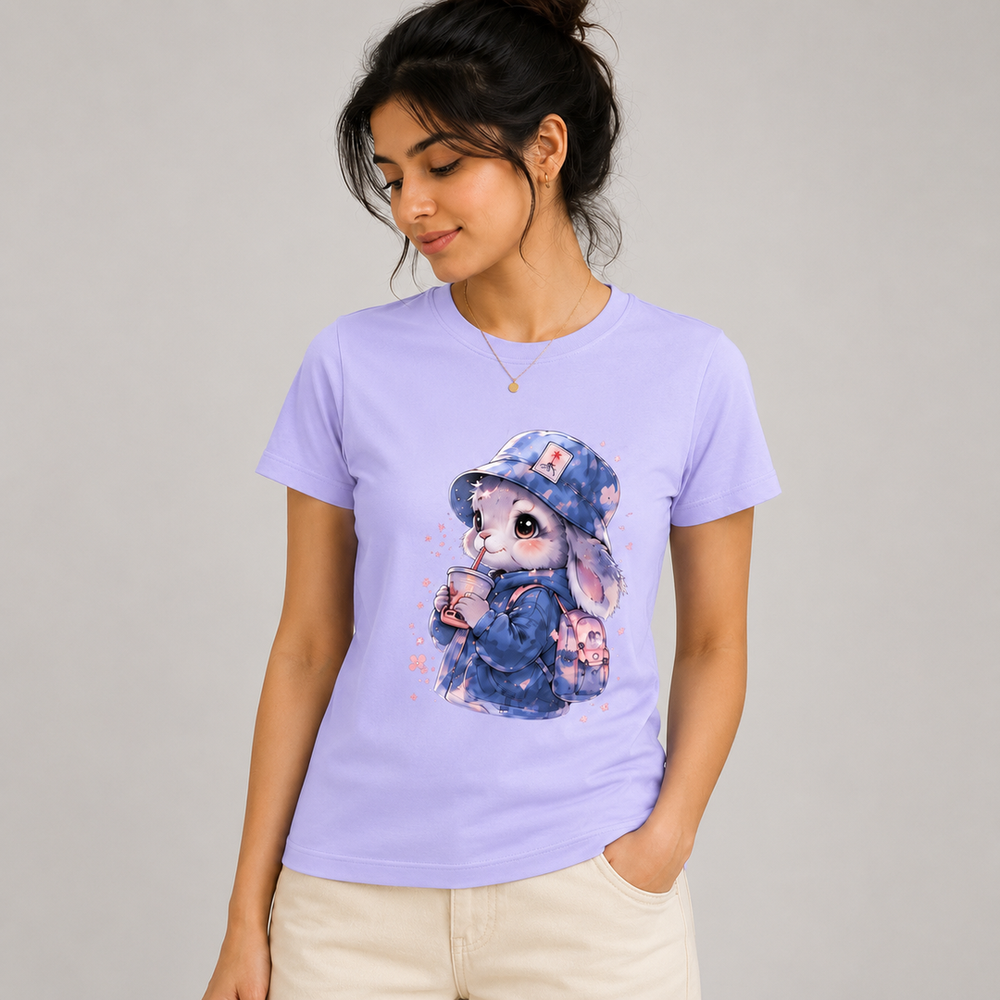 Tokiyo Lifestyle Women Regular T-Shirt - TRTWO002 - Lavender - Image 1