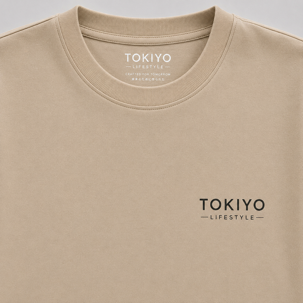 Tokiyo Lifestyle Oversized T-Shirt - TOTM006 - Beige - Image 3