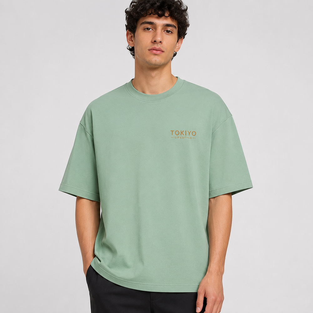 Tokiyo Lifestyle Oversized T-Shirt - TOTM006 - Pista - Image 1