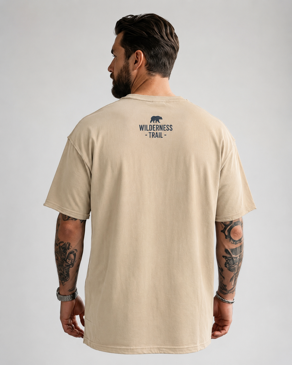 Tokiyo Lifestyle Oversized T-Shirt - TOTM005 - Beige - Image 2