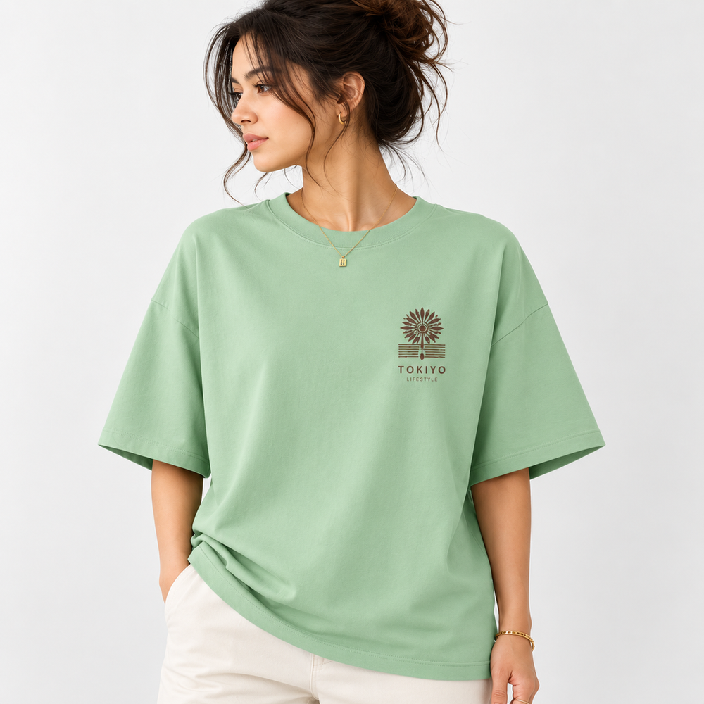Tokiyo Lifestyle Women Oversized T-Shirt - TOVWO014 - Pista - Image 1