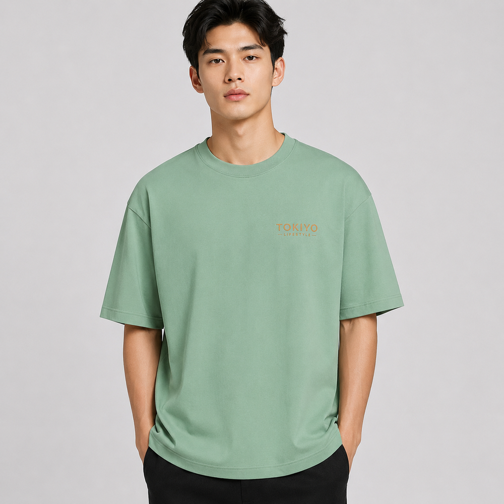 Tokiyo Lifestyle Oversized T-Shirt - TOTM008 - Pista - Image 1