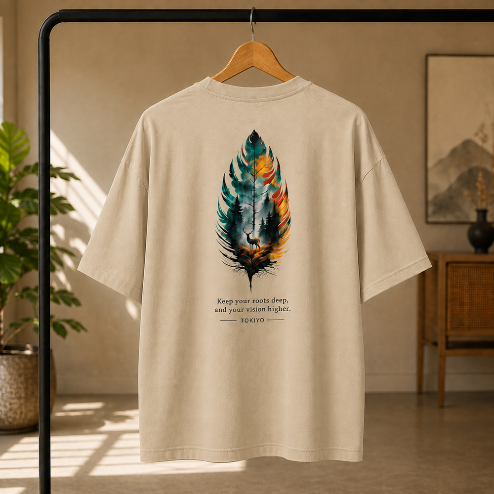 Tokiyo Lifestyle Oversized T-Shirt - TOTM017 - Beige