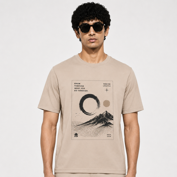Tokiyo Lifestyle Regular T-Shirt - TRTM004 - Beige - Image 1