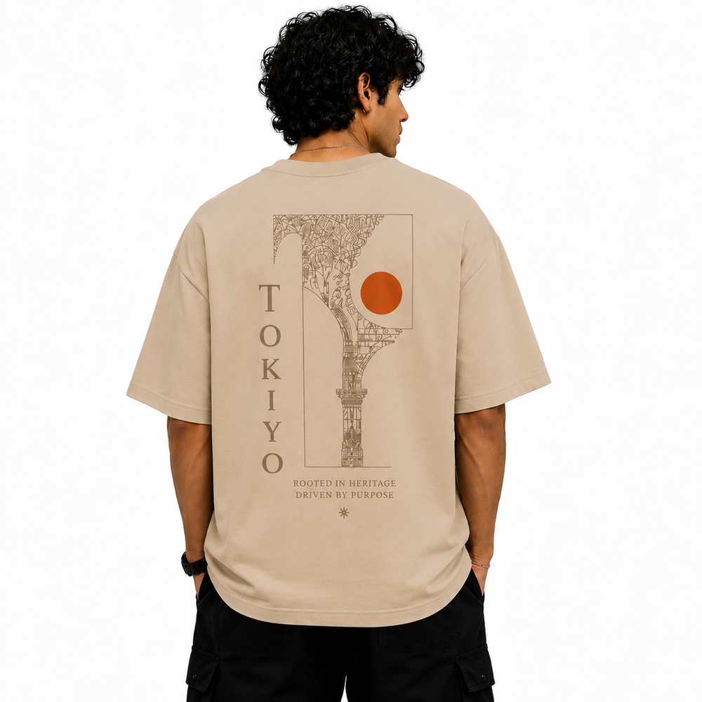 Tokiyo Lifestyle Oversized T-Shirt - TOTM021 - Beige